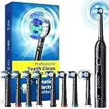 Cepillo de Dientes Eléctrico Giratorio para Adultos con 8 Cabezales (2 Tipos) Recargable y 2 Min Smart Time, 4 Modos Limpieza Profunda Cepillo de Dientes Eléctrico (1-ferroso)