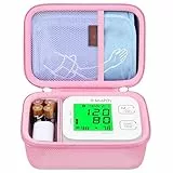 Elonbo Ihealth Track Caja portátil Inteligente de Monitor de presión Arterial de Brazo Superior, Estante de Almacenamiento de Bolsa de Monitor de presión Arterial Bluetooth inalámbrico, Rosa