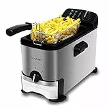 Cecotec Freidora con Depósito CleanFry 3000 ProFilter. Potencia 2000 W, 3 litros de Capacidad, Sistema ProFilter para extraer y filtrar el Aceite, Apta para el lavavajillas