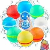 8 Piezas Globos de Agua Reutilizables, Gozuein Bolas Bombas Agua de Silicona, Bolas de Salpicaduras de Bomba de Agua, Juguetes de Verano Aptos para Exteriores, Piscina, Playa y Fiestas Acuáticas