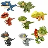 Juego de 8 juguetes de dinosaurio, figuras de dinosaurio Playmobil, dinosaurio Schleich, D Rex, juguete interactivo para niños, 3-8 años, verde marrón gris, perfecto para fiestas y educación