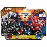 Monster Jam - Pack 2 Coches Monster Truck Marvel Oficial Escala 1:64 METÁLICOS: Venom Vs. Spiderman - 6071942 - Coches para Niños - Juegos Infantiles - Juguetes Niños 3 años +