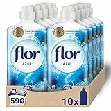 Flor - Suavizante para la ropa concentrado, aroma azul - Pack de 10, hasta 590 dosis