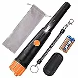 SUNPOW Pinpointer IP68 Impermeable 5-10 Metros Bajo el Agua con 1 Pilas Naranja Portátil Herramientas para Buscar Oro Plata Monedas para Junior Niño Adultos (Negro)