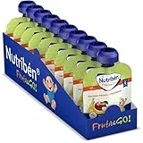 Nutribén Fruta And Go | Bolsita de puré de Frutas 100% Natural, Manzana Plátano- Pack De 10 unidades x 90g