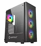 UNYKAch Caja de Ordenador ATX MIR 100, Gaming Gran Tamaño con 4 Ventiladores ARGB, 1 USB 2.0 y 3 USB 3.0