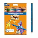 BIC Kids Evolution - Lápices para colorear, blíster de 36 unidades, para actividades creativas en casa y el colegio, colores surtidos, Multicolor