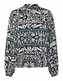 VERO MODA Vmgidde Aya LS Button Top Wvn Ga Blusa de Manga Larga, Navy Blazer/AOP:Gaya, M Mujeres