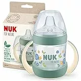 NUK for Nature - Vaso para beber | 150 ml | Asas y boquilla similar al pecho | A prueba de fugas | 6-18 meses | Anticólicos | Control de temperatura | Materiales sostenibles y sin BPA | Verde