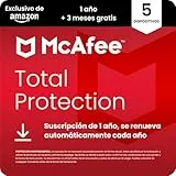 McAfee Total Protection para 5 dispositivos 2025, 15 meses | Antivirus, VPN, software de seguridad, gestor de contraseñas | Suscripción con renovación automática | Descargar