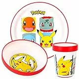 Stor Pokémon - Juego de vajilla bicolor premium para niños, 3 piezas, plato, cuenco y vaso, sin BPA, 07388