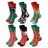 Moonlight Manor Calcetines de Navidad para hombres, 6 juegos, calcetines de cuello redondo, talla UE 37-46