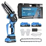 Sainlogic Mini Motosierra 6 Pulgadas, 2x3000 mAh Baterías, Motosierra Eléctrica Inalámbricas con Cerradura de Seguridad, Eléctrica Motosierra de Mano Pequeñas Sierra Podar