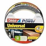 tesa Cinta Adhesiva Universal Extra Power - Celo Adhesivo con Fijación Extra Fuerte - Cinta Multiusos Versátil para Reparaciones, Fijación, Sellado y Más - Negro - 1 Rollo - 10 m x 50 mm