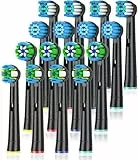 Qitizu Recambios Cepillos Compatible con Braun Oral B Eléctricos Cepillo de Dientes, Cabezales de Repuesto-incluir Precision, Floss, Cross, Sensitive (16 Negro)