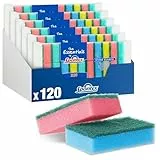 Estropajos con esponja para fregar The Essentials de Spontex | Resistentes y versátiles | Colores surtidos | Paquete de 6 x 20 (120 en total)