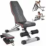 YOLEO Banco de gimnasio plegable para entrenamiento de todo el cuerpo, 300 kg abdominales para entrenamiento de fuerza en casa con plegado rápido y ajuste rápido (negro) y rojo