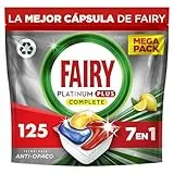 Fairy Platinum Plus Limón Cápsulas De Lavavajillas Todo En Uno, 125 Cápsulas, Nuestra Mejor Limpieza Que Deja Los Platos Como Nuevos, Elimina La Falta De Brillo Y Evita La Cal