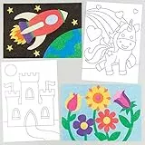 Baker Ross- Dibujos para Decorar con Arena y Purpurina (Pack de 8) -Manualidades Infantiles, blanco