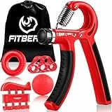 FitBeast Hand Grip para Antebrazo Ejercitar – Paquete de 5 Piezas, Fortalecedor de Agarre de Manos Ajustables, Ejercitador de Manos, para Estirar Los Dedos, Anillo para Entrenar y Pelota Anti Estrés