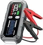 YUSMAN Arrancador de Coche, Y10 6000A Arrancador de Coche Portátil con para All Gasolina o 10L Diesel, Linterna LED de Emergencia,Carga Rápida, Pantalla LCD Extragrande