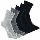 PUTUO Calcetines Dedos de Deportes para Hombres: Calcetines de Algodón del dedo del pie para Hombres talla 39-44 5 pares