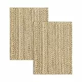 HAMID - Pack 2 Alfombras de Yute Granada 100% Fibra de Yute Natural - Alfombras Suave - Tejida a Mano - Alfombra de Salón, Comedor, Dormitorio, Pasillos, Entrada - Natural (70x50cm) 2uds…
