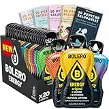 20 x Bolero ENERGY MIX Nuevos Sabores – Bebida en Polvo sin Azúcar con Taurina, Cafeína Natural, Vitaminas B + 50 Pepitas Saludables Cia&Co