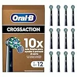 Oral-B Pro CrossAction Recambios para Cepillo de Dientes Eléctrico, Pack de 12 Cabezales, Negro - Originales (Tamaño Buzón)