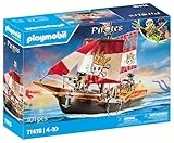 PLAYMOBIL Pirates 71418 Barco Pirata, emocionantes Aventuras en Alta mar, con Accesorios completos como un telescopio, brújula y cañones, Juguetes para niños a Partir de 4 años