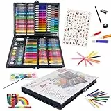 KINSPORY 278 piezas Maletin Pinturas para Niños, Juegos de Dibujo, Pinturas para Niños, Acuarelas Niños, Lapices de Dibujo, Caballete Pintura