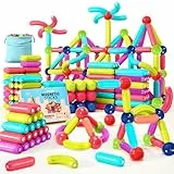 AQXONG 88 Pcs Palos de Bloques de Construcción Magnéticos, 3D Bloques de Construcciones Magnéticas, Juguetes Educativos Adecuado para Niños de 3 4 5 6 7 8 9 Años