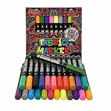CRESZZLE 24 Rotuladores Textiles – Pintura Textil Permanente y Lavable, Rotulador Textil Permanente, Pintura para Tela para Ropa, Bolsas y Zapatos – Rotuladores para Tela para Niños y Adultos