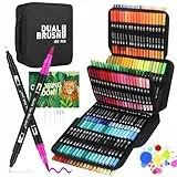 Sonlaryin Rotuladores Lettering 192 Colores, Doble Punta Brush Pen Kit con Libro Colorear, Rotuladore Punta Pincel Fina para Adultos Graffiti, Mandalas, Caligrafía, Dibujo, Mandalas