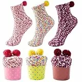 JARSEEN 3 Caja Regalo Navidad Calcetines Dia de san Valentin Super Suaves Cómodos Calentar Mujer DIY (Rosa, Amarillo, Morado, EU 36-42)