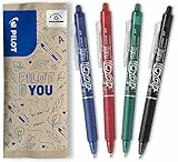 PILOT - Pack de 4 bolígrafos FriXion Ball Clicker 07 - Bolígrafos borrables con tinta termosensible - Bolígrafo roller retráctil y recargable - Negro, azul, rojo y verde - Punta media