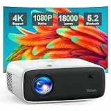 Proyector 4K 18000 Lúmenes, Yoton Mini Proyector con 1080P Nativo, Altavoces Duales, Bluetooth 5.2, Interfaz de Navegación Fácil, Admite Video 4K, Compatible con Android/iOS, HDMI y Fire Stick