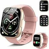 Poounur Reloj inteligente para hombre y mujer, con función de teléfono, podómetro, resistente al agua, con función de teléfono