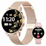 SLOKSFil Reloj Inteligente Mujer, 1.27' TFT con Llamadas Bluetooth Smartwatch Mujer, Ciclo Femenino, 24H Pulsometro, Monitor de sueño, 100+ Deportes, IP68 Waterproof, para Android/iOS (Rose Gold)