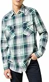 Wrangler Western Shirt Camiseta para Hombre, Green Blue, M