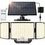 SIGRILL Luz Solar Exterior 212 LED, Focos Led Exterior Solares Sensor de Movimiento, 2200mAh Luces Solares IP65 Impermeable, Lampara Solar con Mando a Distancia (1 Paquete - Blanco Cálido)