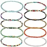 10pcs Pulseras Tobilleras Boho, VEGCOO Pulseras Tobilleras Hechas a Mano Con Cuentas, Tobilleras de Verano Ajustable, Joyería de Pie con Cuentas Coloridas para Mujeres y Niñas (B)