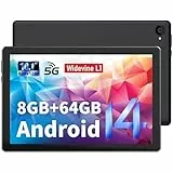 HotLight Tablet 10 Pulgadas Tablet Android 14 8GB RAM+64GB ROM(1TB TF), 1280 * 800 FHD IPS, Cámara 8MP+5MP, Batería 5000mAh, GMS Certificación Widevine L1, Facciale ID, OTG, 5G+2.4G WiFi 6, BT5.4
