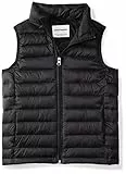 Amazon Essentials Chaleco Acolchado con Capucha. Ligero, Plegable e Impermeable Niño, Negro, 11-12 años
