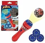 LEXIBOOK, Spider-Man, Proyector de Cuentos, Linterna y proyector con 3 Discos, 24 imágenes, CREA Tus Propios Cuentos, Rojo/Azul, LTC050SP
