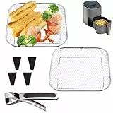 Rejilla Freidora Aire 7 Piezas Rejilla air Fryer 20,5 x 20,5 x 4,5 cm Cesta Air Fryer Con clips/esquinas de Silicona, Adecuado Para Freidora de Aire, Horno, Vaporera, Deshidratador, Etc.