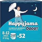 Dodot Pañales HappyJama para Niño 8 -12 años (27-55 kg), 52 Unidades, Pañal con Protección Anti-Fugas Durante la Noche