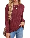 Rongseng Jerséis para Mujer Sudaderas Tops de Manga Larga Cuello Redondo Suéter Ligero Camisetas de Manga Larga Informal Suaves Túnicas Pullover para Otoño Invierno