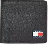 Tommy Jeans Cartera Hombre Heritage Leather Plegable, Negro (Black), Talla Única