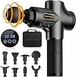 Pistola de Masaje Muscular, Eléctrica Masajeador de Músculos de Tejido Profundo con 30 Velocidades, 6 Cabezales de Masaje, Pantalla LCD Táctil, Pistola de Masaje (Negro)